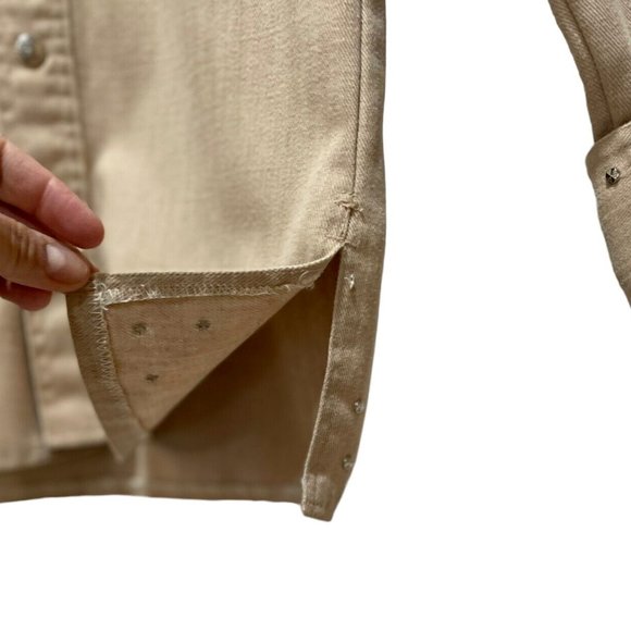 Vintage BIG YANK Beige Button Front Polyester Beaded Western Shirt Large - Picture 6 of 9